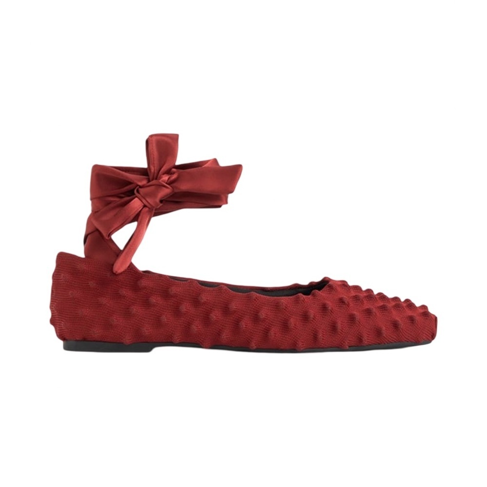 Charles & Keith x Chet Lo Textured Ballet Pumps in Red Size 38